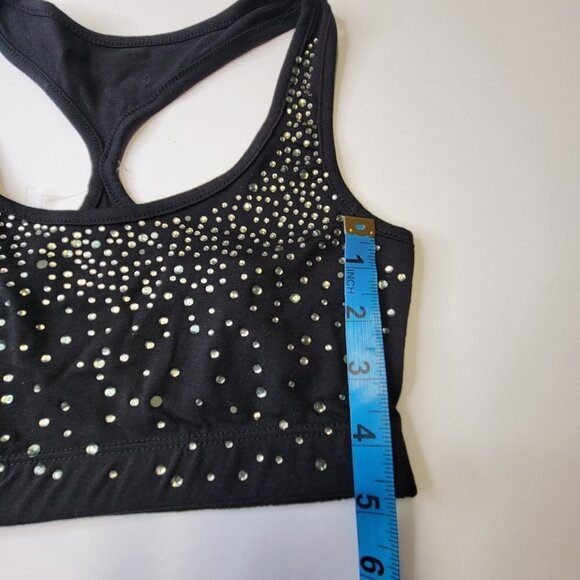 Sexy Black Crop Top Seuquin Tube Top Racer Back Bandeau Short Cami - Size XS/S - Picture 7 of 11